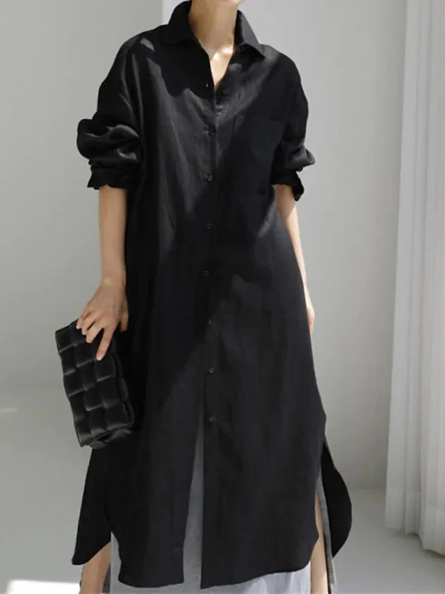 Phoebe Button Front Long Sleeve Maxi Dress
