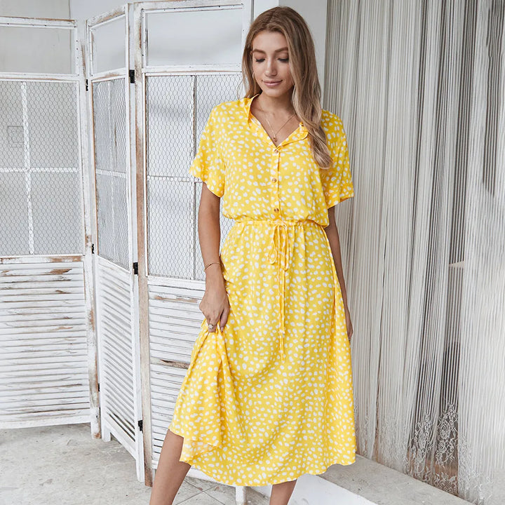 Inessa Printed Midi Shirt Dress