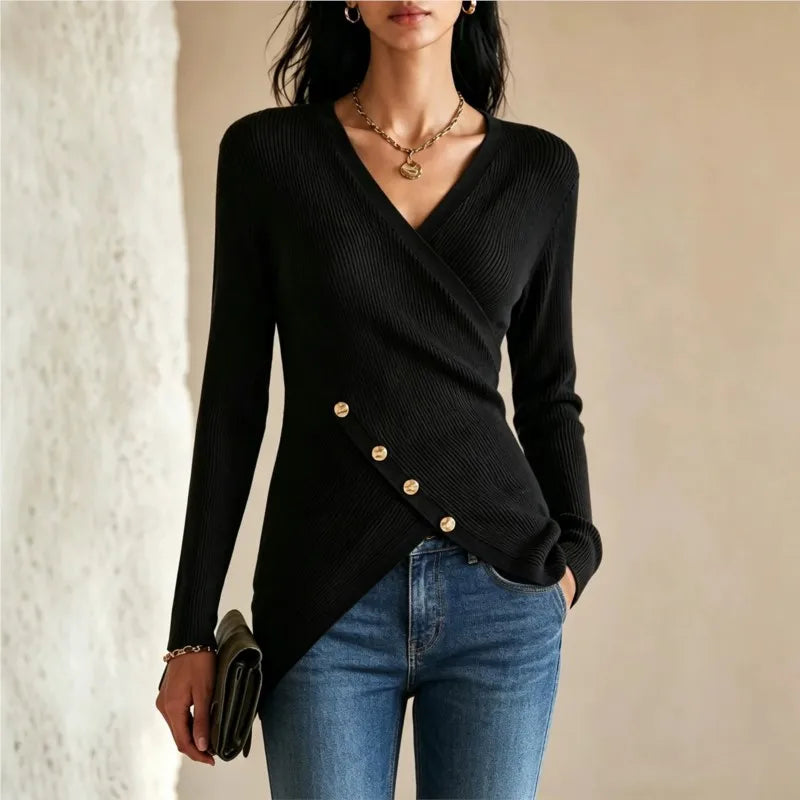 Seraphina V Neck Ribbed Sweater