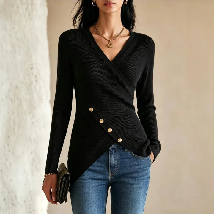 Seraphina V Neck Ribbed Sweater