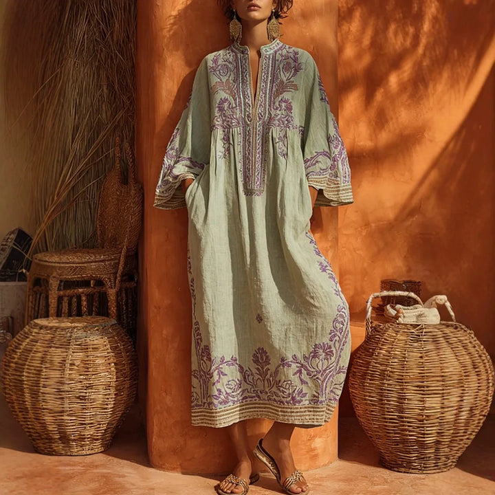 Oksana Bohemian Short Sleeve Maxi Dress