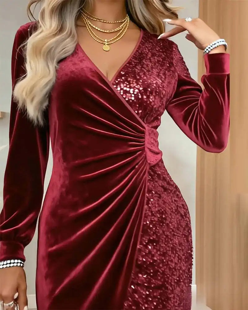 Amandine Sequin Wrap Dress