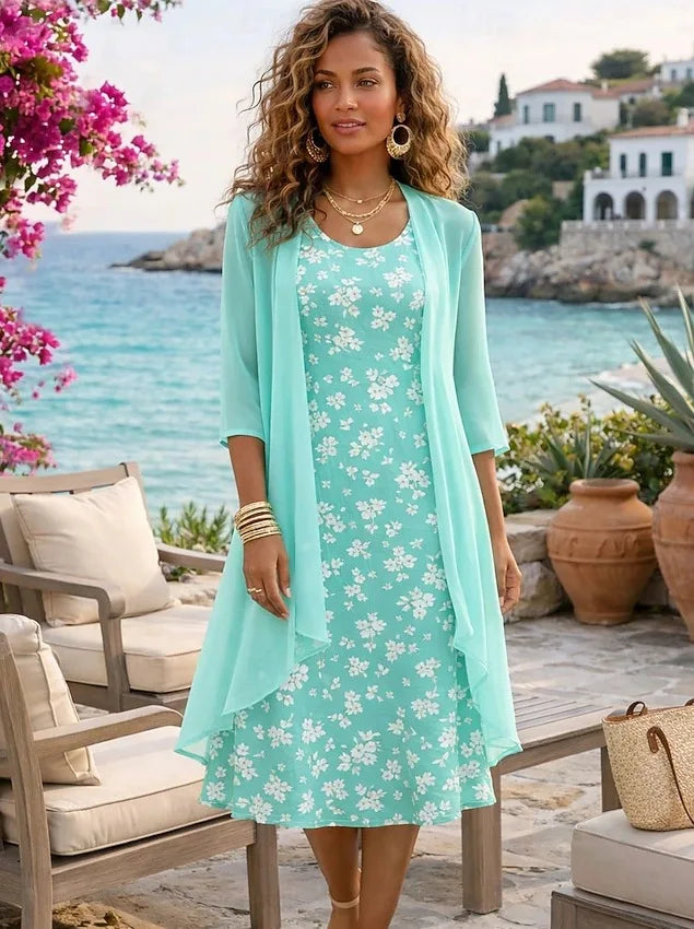 Carina Floral Print Midi Dress Set