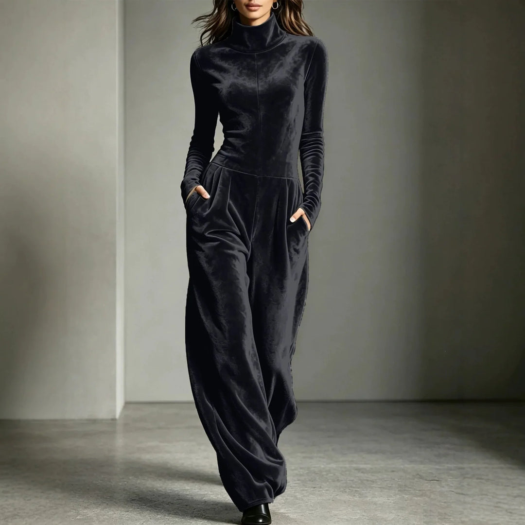 Aurelia Velvet High Neck Jumpsuit
