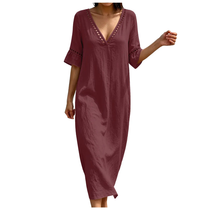 Venoriah V Neck Casual Maxi Dress