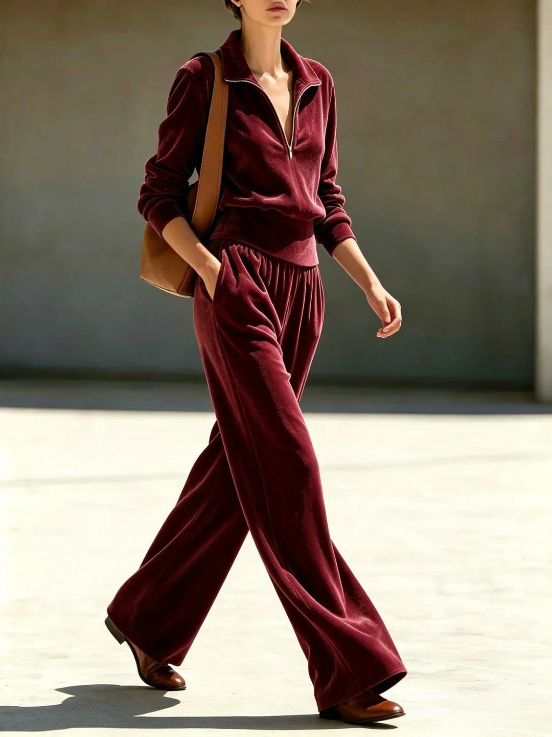 Harriet Velvet Half Zip Tracksuit