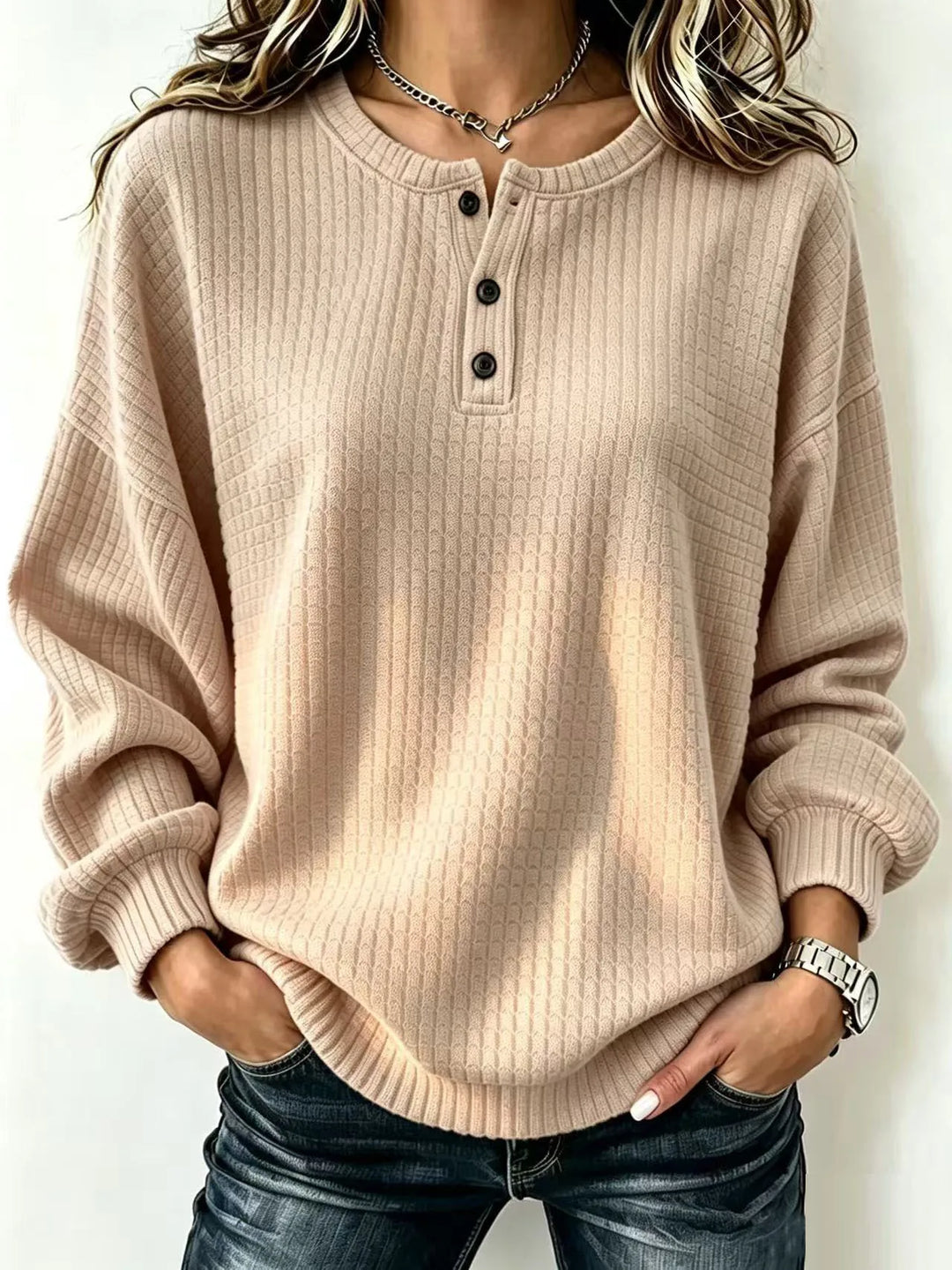 Sasha Waffle Knit Henley