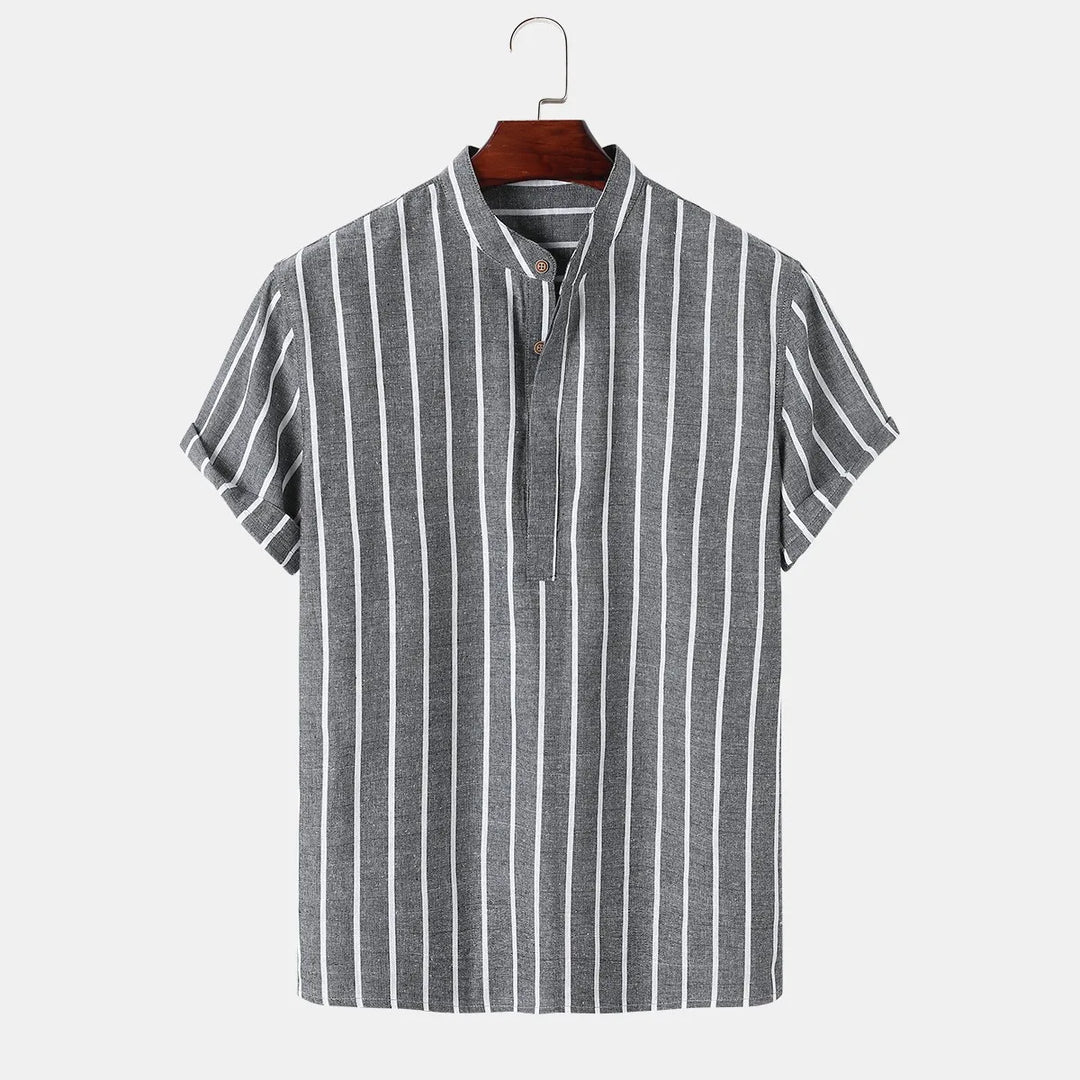 Mario Relaxed Striped Linen Top