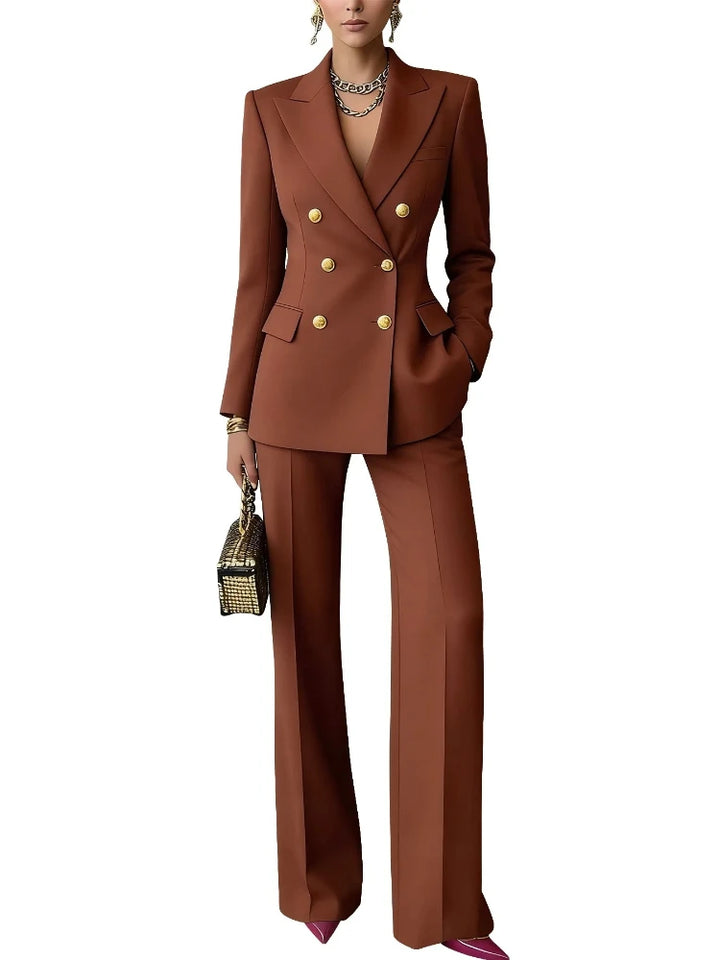 Brown double breasted blazer and trouser suit set