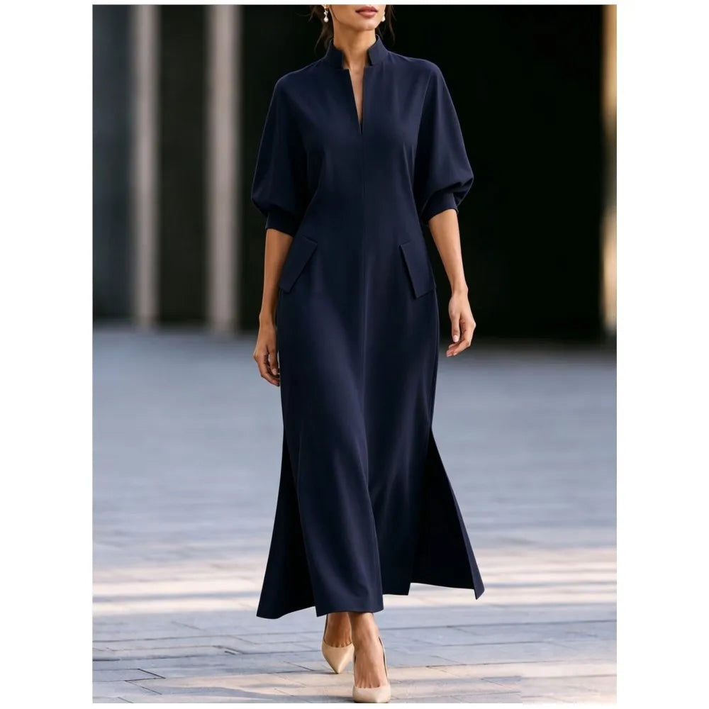 Aria Stand Collar Maxi Dress