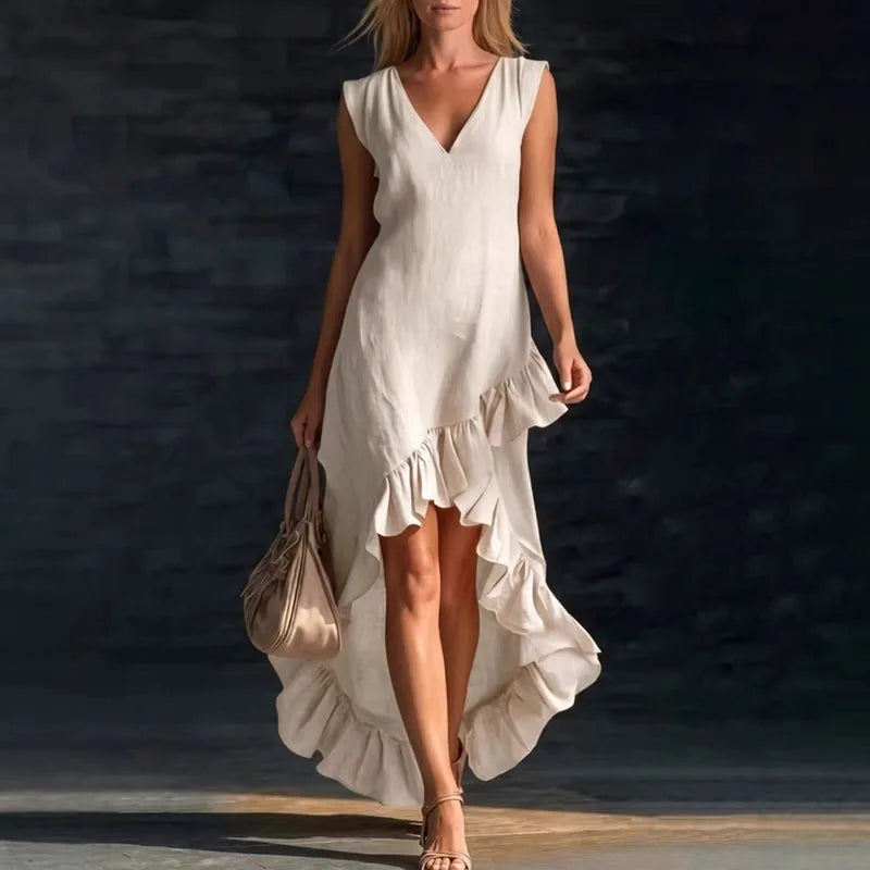 Celine Sleeveless Ruffle Maxi Dress