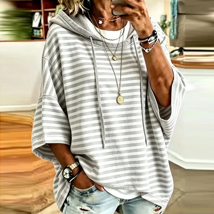 Yasmine Striped Hooded Pullover