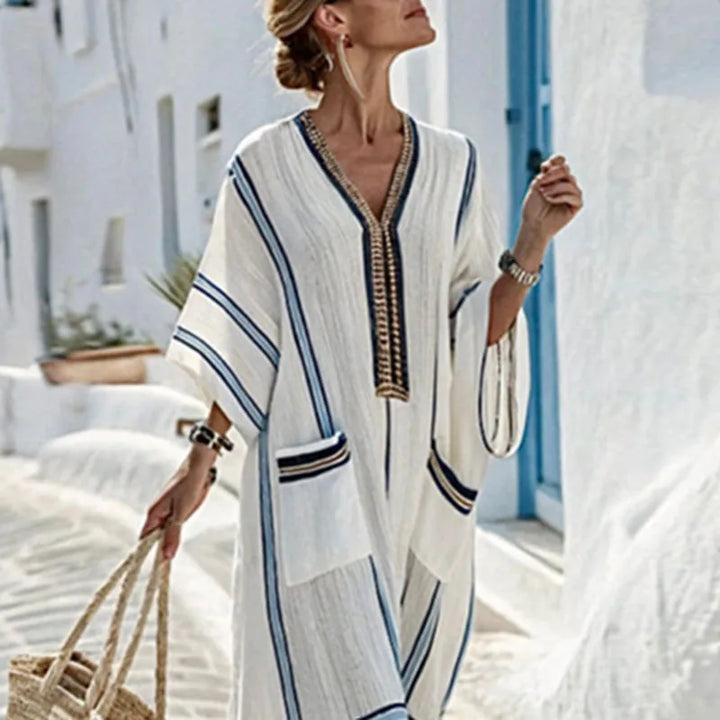 Valentine Striped Kaftan Dress