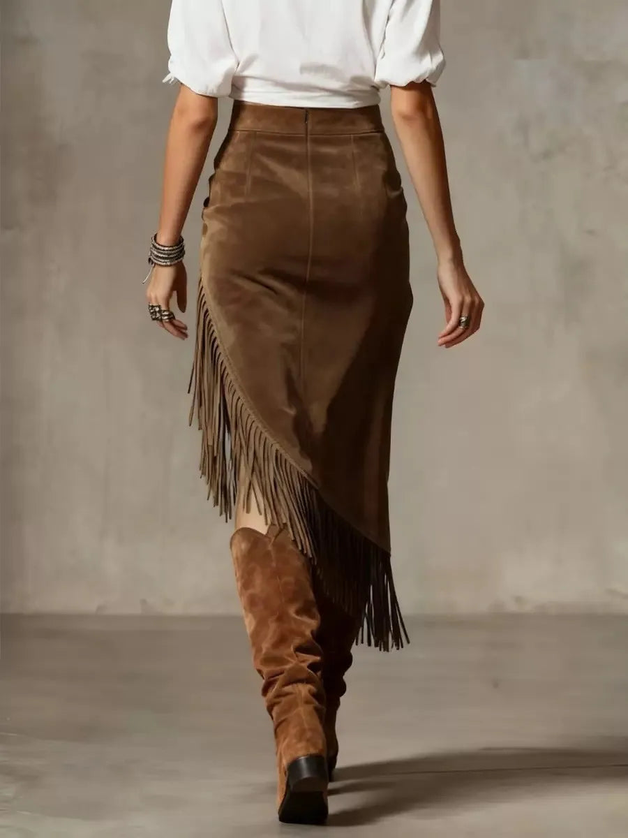 Callum Retro Suede Midi Skirt