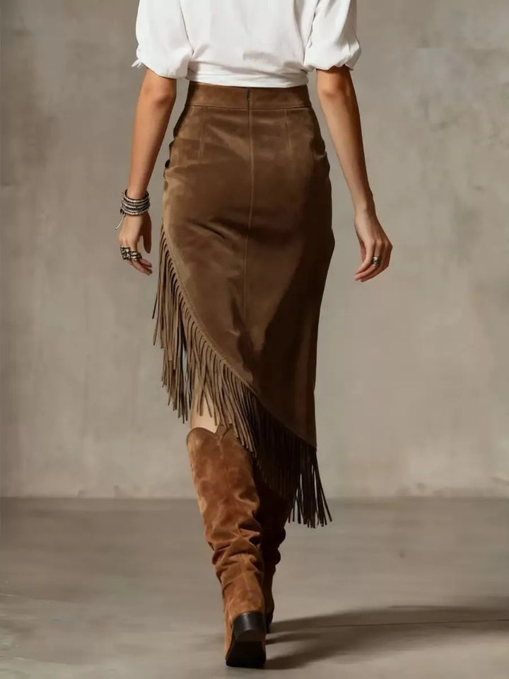 Callum Retro Suede Midi Skirt