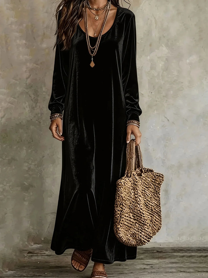 Ivora Velvet Finish Maxi Dress