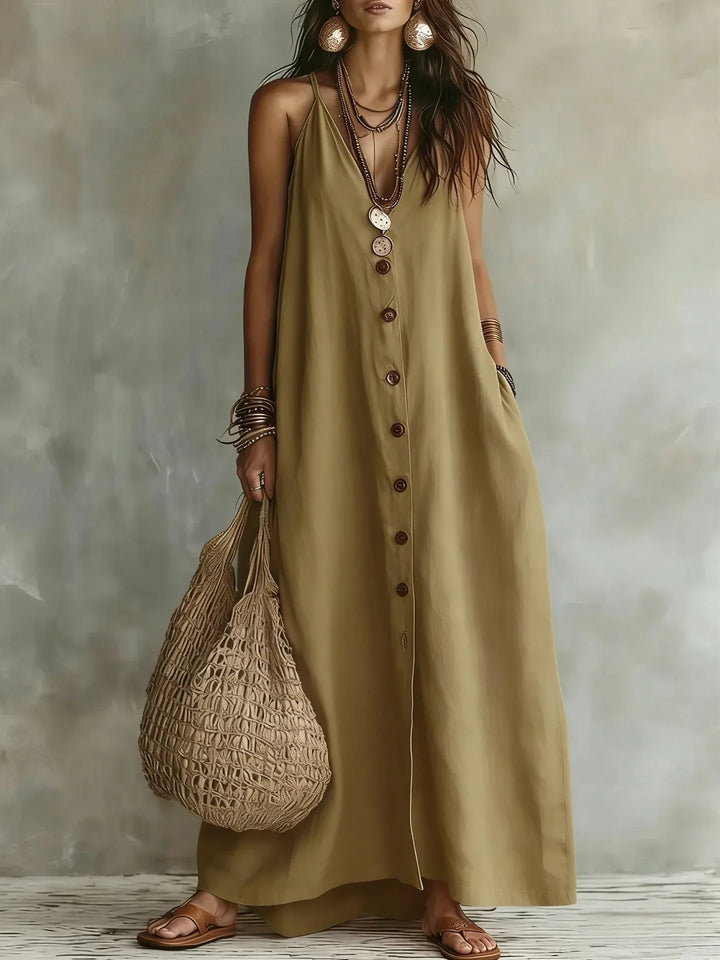 Vesna Breathable Sleeveless Linen Maxi Dress