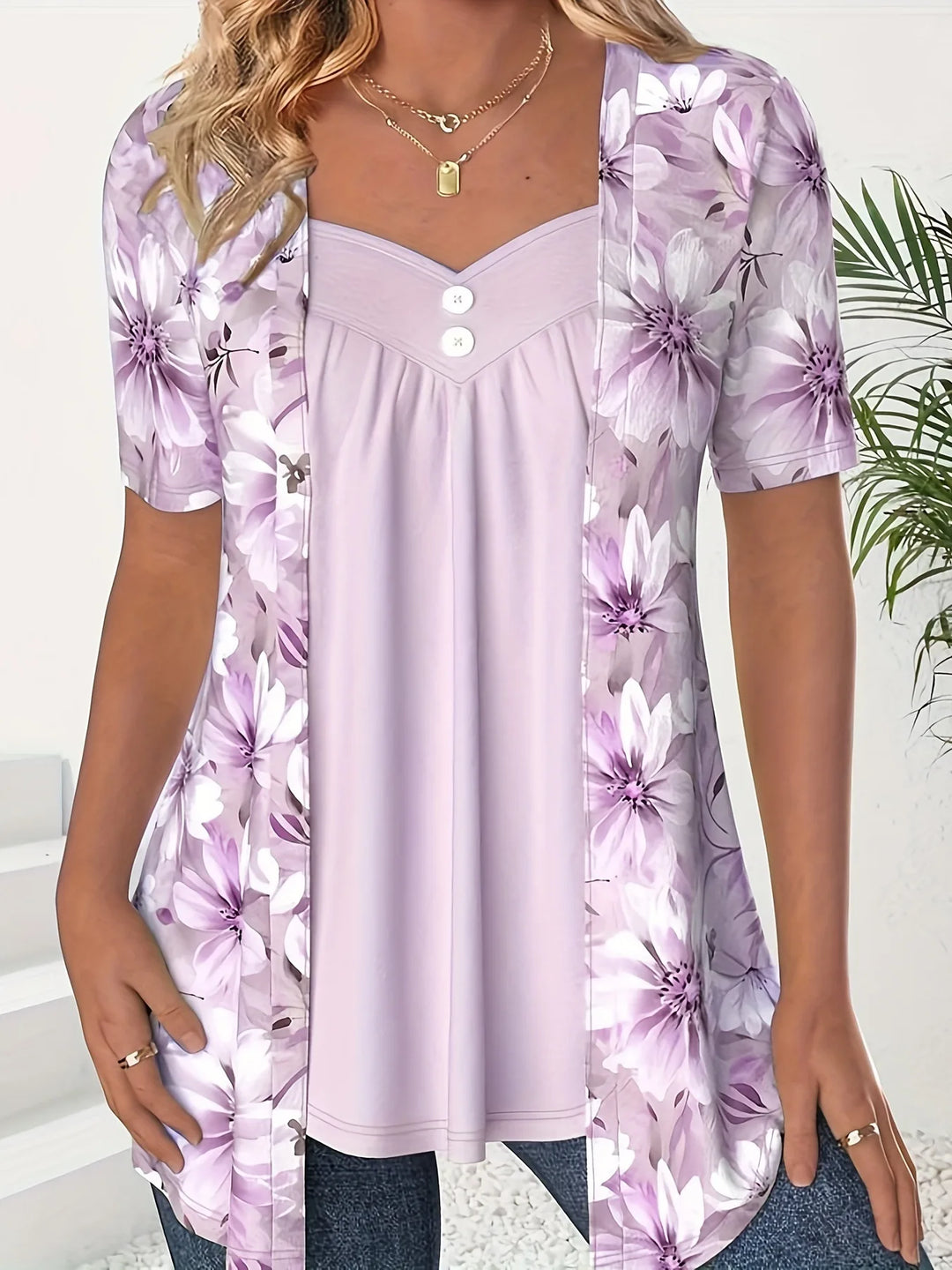 Evelora Floral Two Piece Cardigan Set