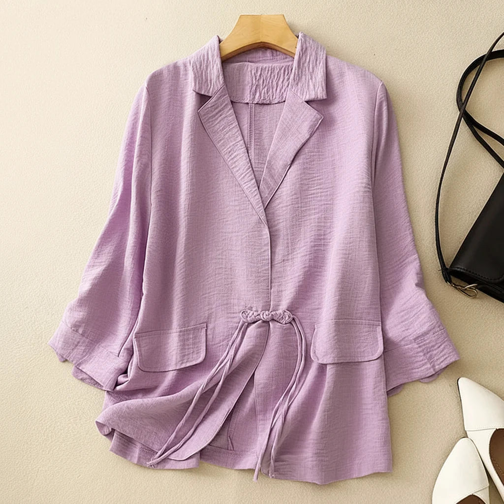 Eulalie Drawstring Linen Blazer