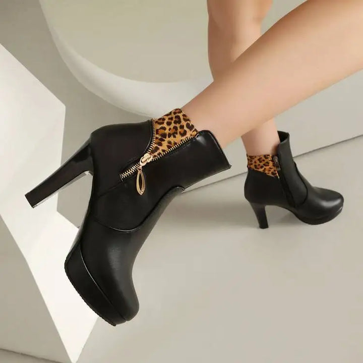 Marisole Leopard Panel Ankle Boots