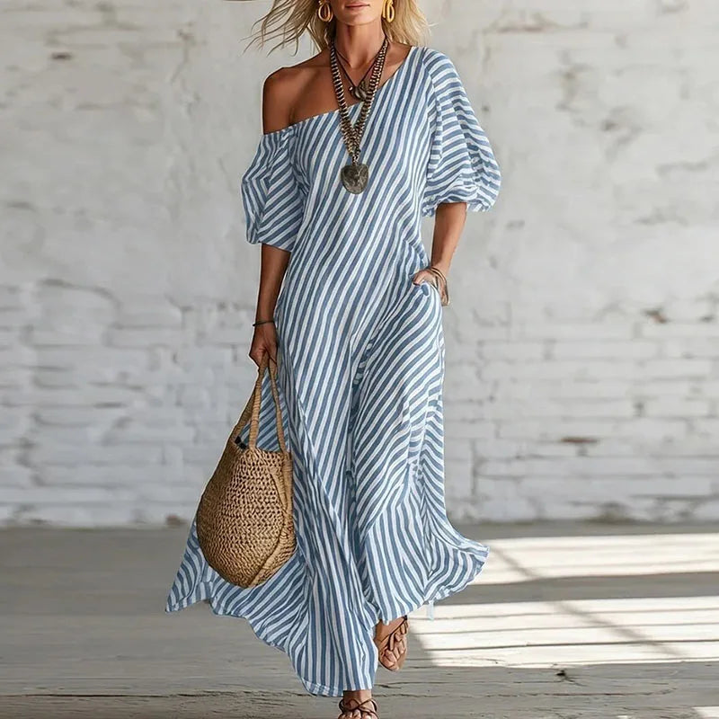 Camelia One Shoulder Puff Sleeve Dress