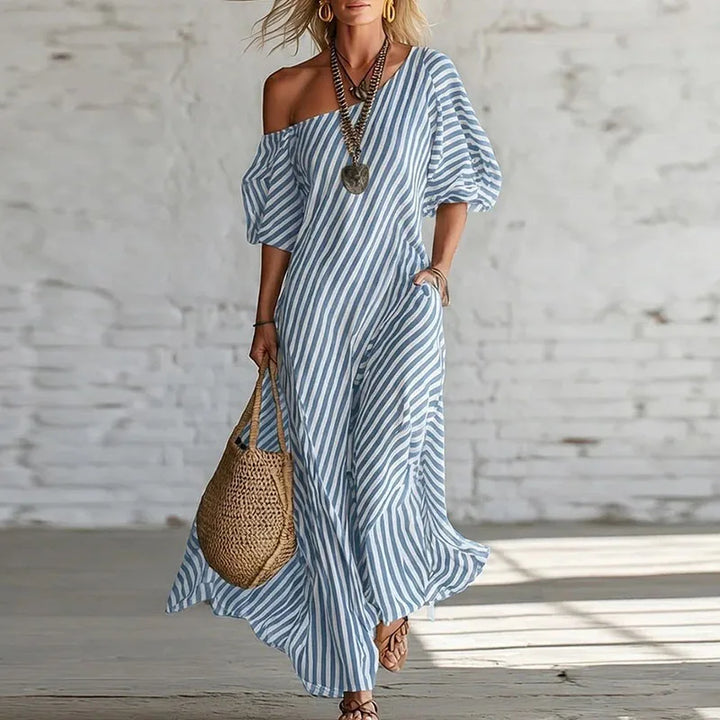Camelia One Shoulder Puff Sleeve Dress