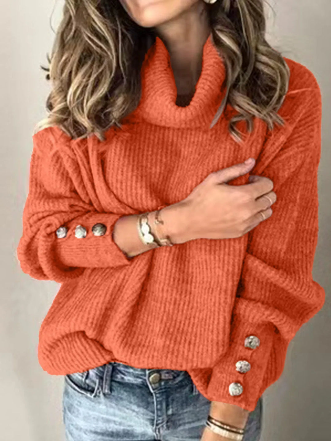 Halston Turtleneck Ribbed Sweater
