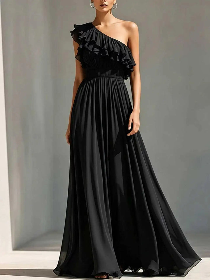 Renata One Shoulder Pleated Wedding Guest Dress
