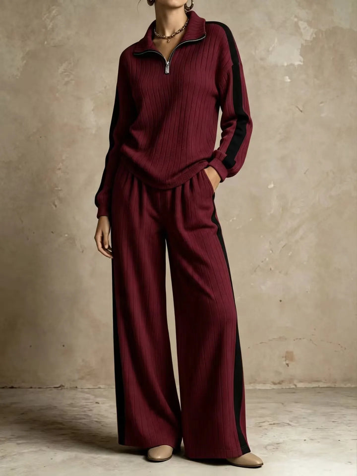 Elowyn Ribbed Half Zip Two Piece Set