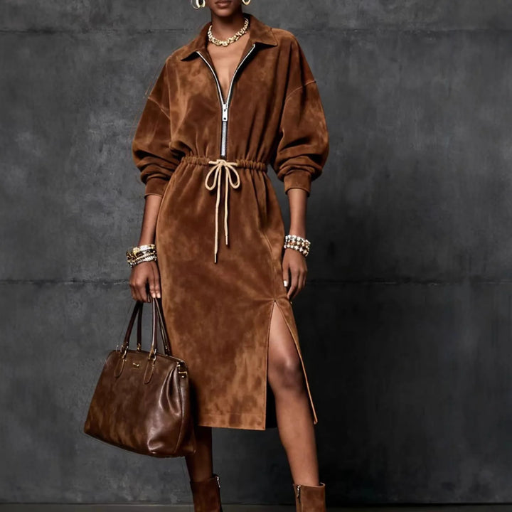 Evelyn Adjustable Suede Maxi Dress