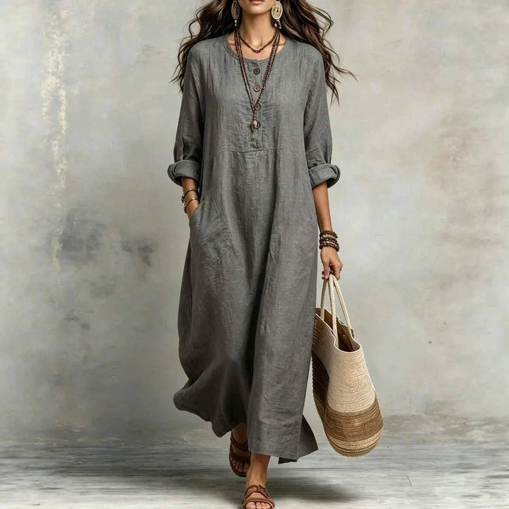 Fiona Casual Button Maxi Dress