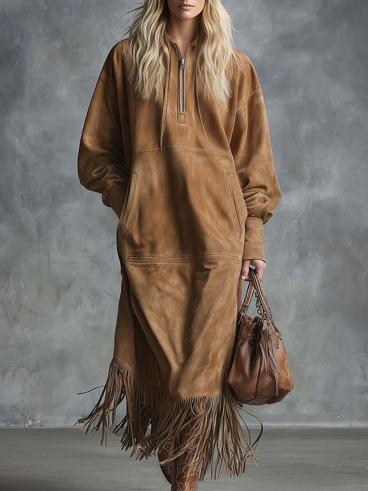 Lucy Faux Suede Fringe Dress