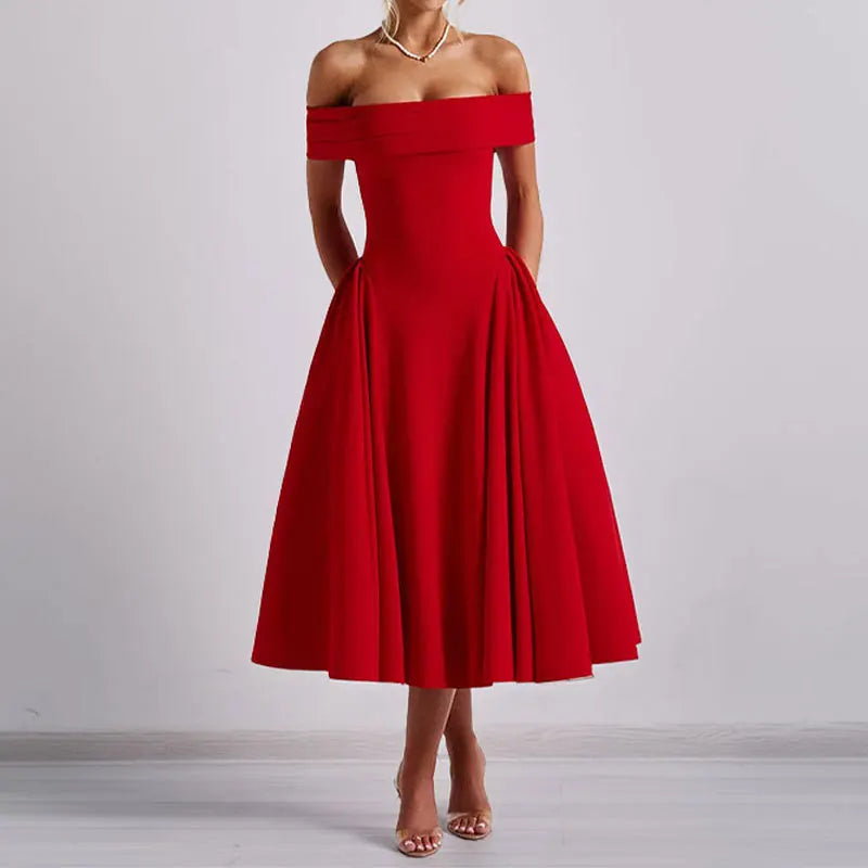 Solene Off Shoulder Wedding Guest Dress