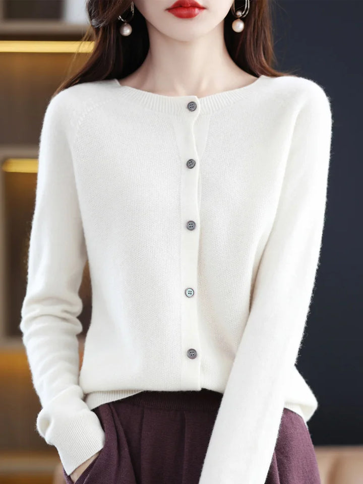 White button front knit cardigan