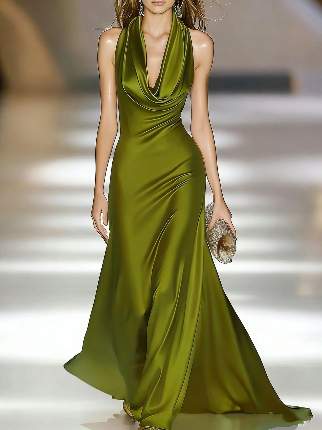 Valleria Satin Halter Maxi Dress