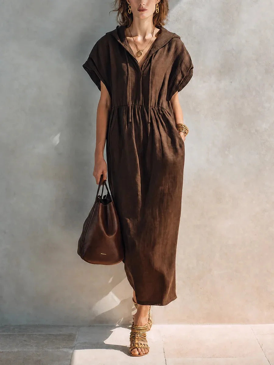 Orlena Casual Hooded Maxi Dress