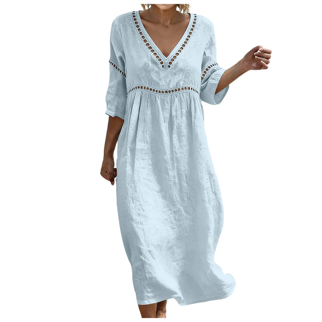 Noemi Embellished V Neck Boho Maxi Dress