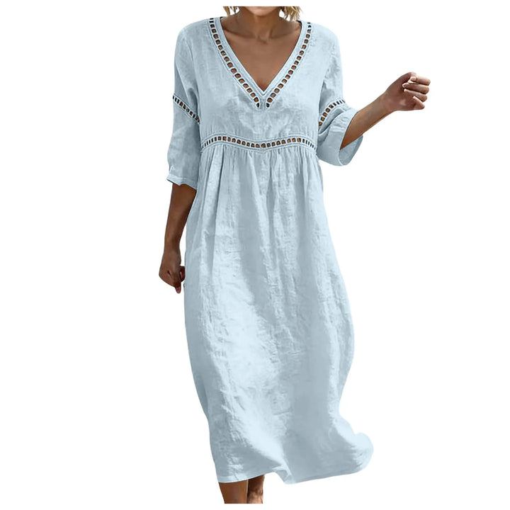 Noemi Embellished V Neck Boho Maxi Dress