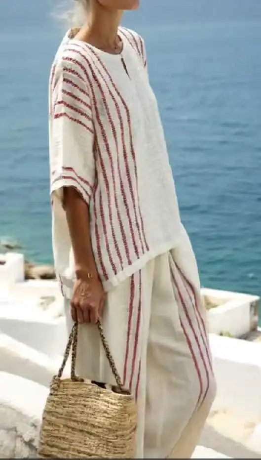 Sienna Striped Linen Two-Piece Set