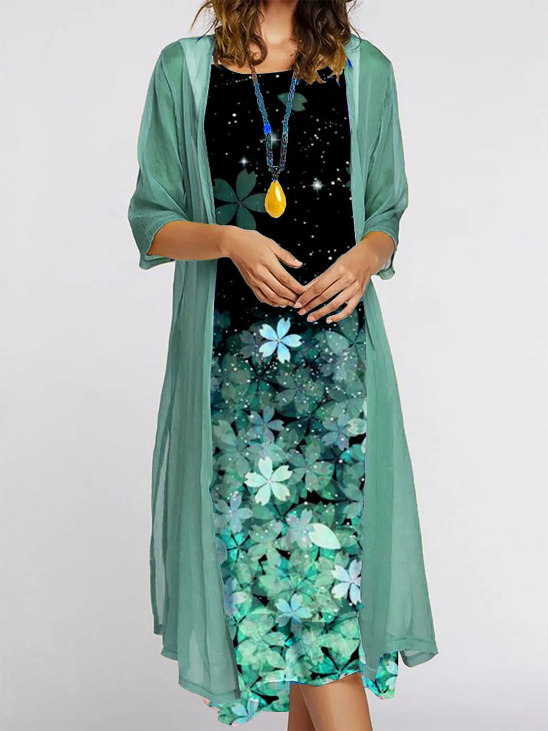 Margot Floral Cardigan Midi Dress