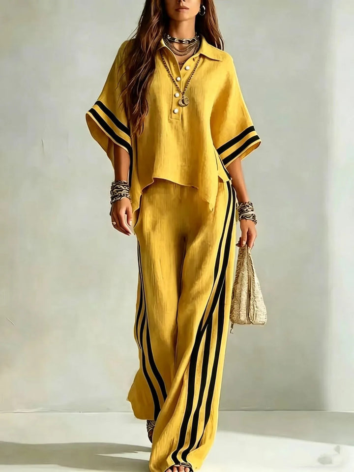 Ferona Striped Wide Leg Pant Set