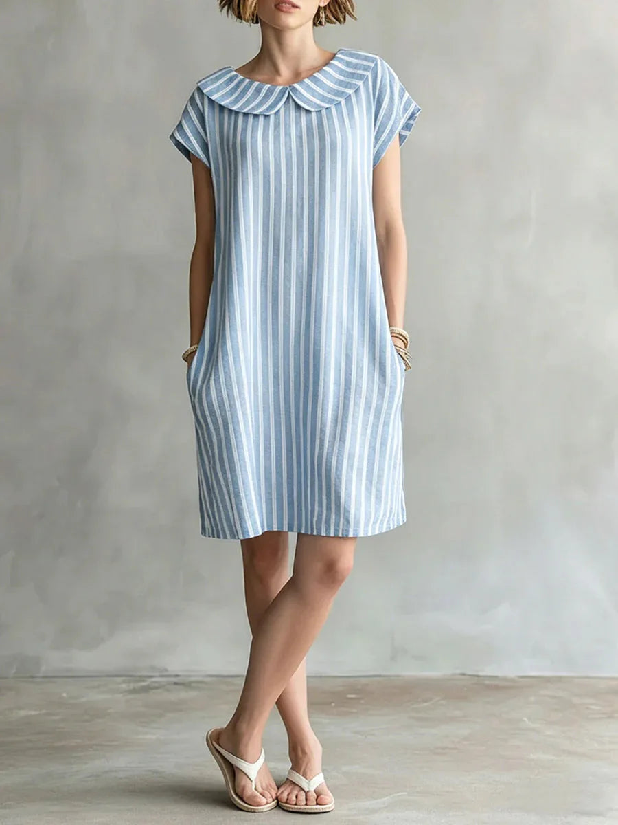 Faye Striped Peter Pan Collar Mini Dress