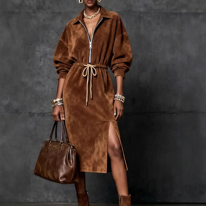 Evelyn Adjustable Suede Maxi Dress