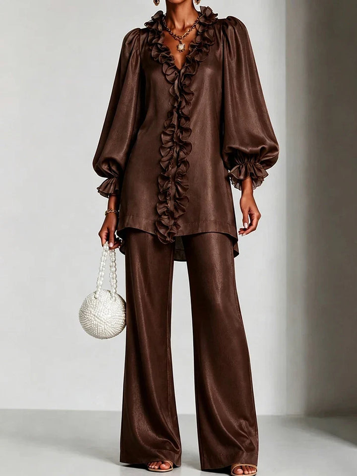 Juniper Ruffle V-Neck Set
