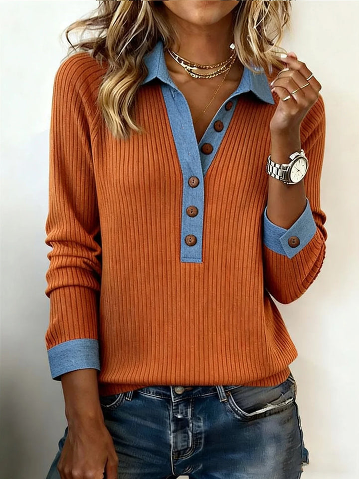 Marisette Contrast Collar Sweater
