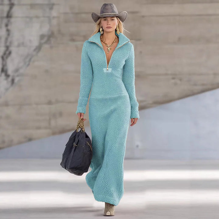 Noami Half Zip Fleece Maxi Dress