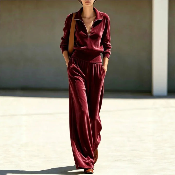 Harriet Velvet Half Zip Tracksuit