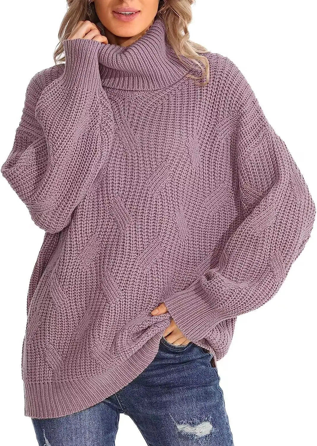 Elowen Cable Knit Turtleneck Sweater