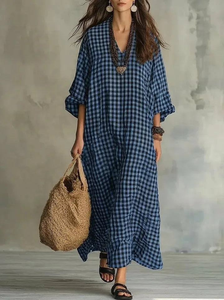 Hailey Relaxed Plaid Maxi Dress