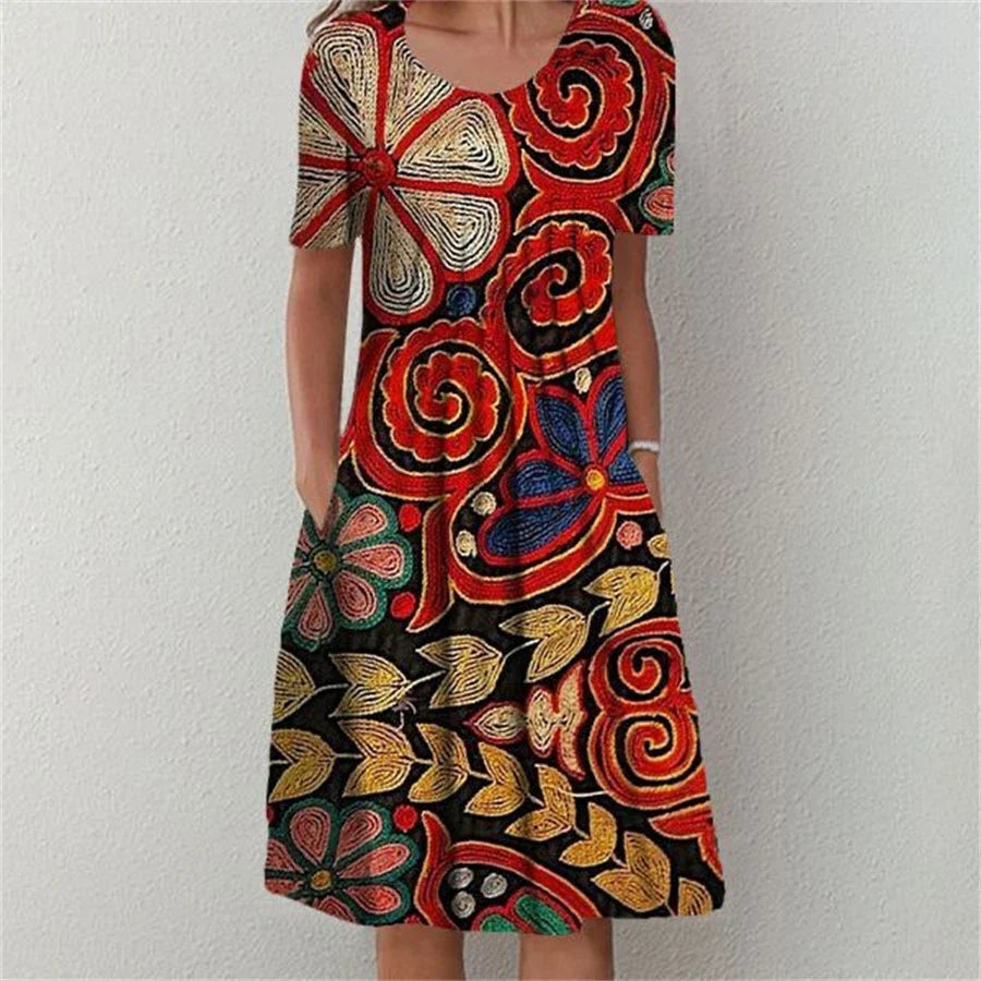 Vionelle Floral Short Sleeve Midi Dress